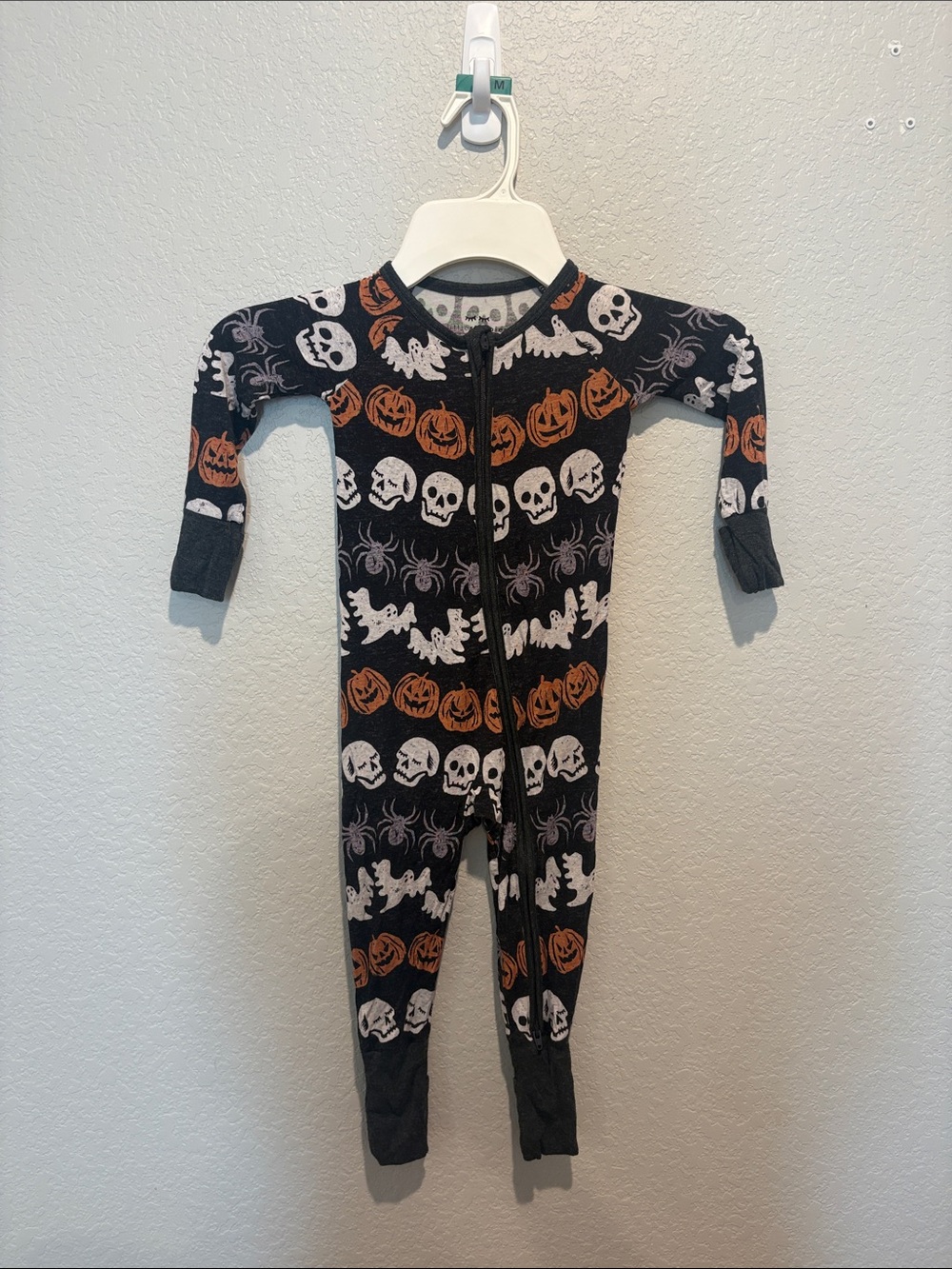 Little Sleepies Black Halloween Skull & Pumpkin Footie